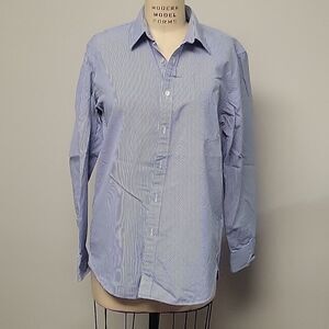 J.Crew Blue & White checked 80's 2 Ply 100% Cotton Long Sleeve Button Up Shirt L
